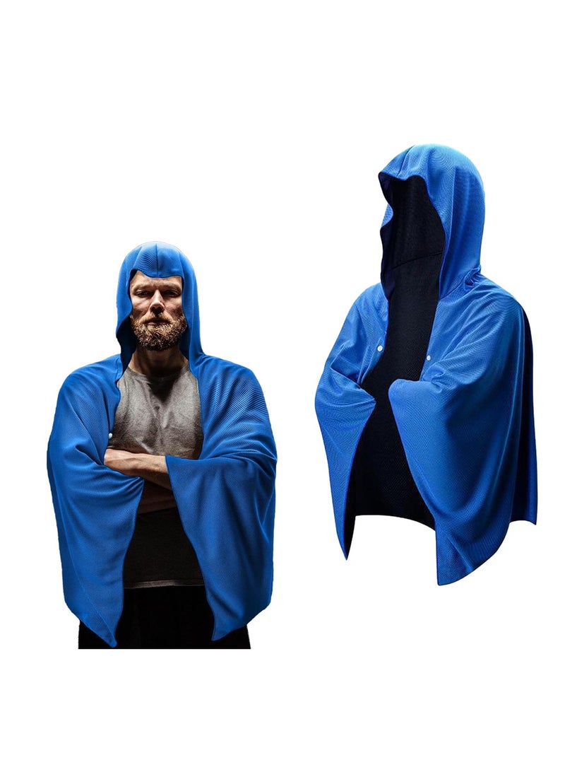 SYOSI Surf Poncho Changing Robe, Absorbent Beach Poncho With Hood, Quick Dry Wetsuit Poncho Towel, Portable Soft Hooded Beach Poncho For Surfing, Beach, Swim, Outdoor Sport, 55.12 Inches(Blue)(1 Pack) - Image 1