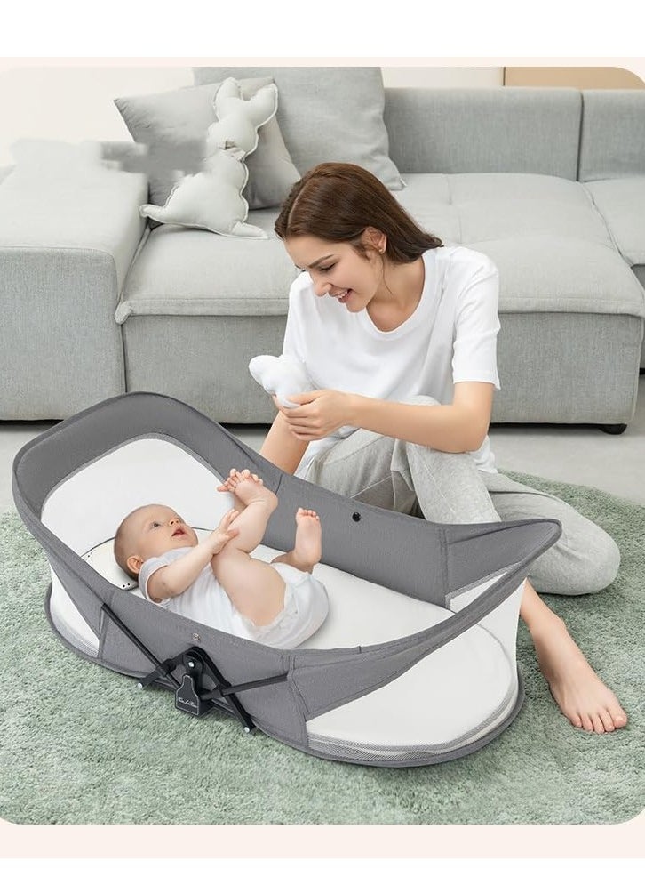 XICEN Portable Baby Crib Bed, Foldable Travel Bassinet for Newborn, Infants Mobile Sleeping Bed with Mosquito Net and Awning and Storage Bag  - Image 5
