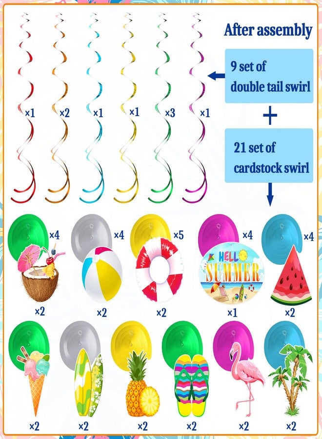 فاباي مجموعة من 30 قطعة من Fabbay لتزيين حفلات الصيف على الشاطئ وحمام السباحة وديكورات السقف من رقائق معدنية لتزيين حفلات أعياد الميلاد في هاواي ولوازم الاستحمام وديكورات جدران الغرفة - Image 3