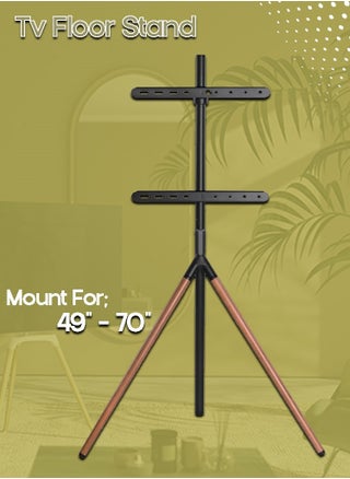 Easel Studio TV Floor Stand | Premium Tripod Mount for 49"-70" Screens | Supports Up to 40 KG | Elegant Grey & Walnut Finish | Adjustable Height | Space-Saving Design | Sturdy & Stable | Built-in Cable Management | Ideal for Home, Office & Studio - pzsku/ZF06E7EFC38B558B12216Z/45/1742180240/9bfa1948-8bfb-48ee-8dab-5fae435ef38f