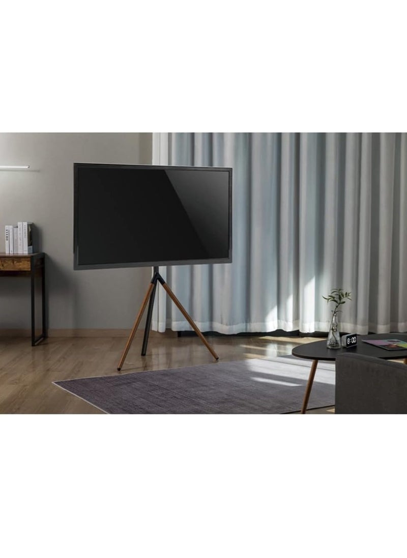JAJEEK Easel Studio TV Floor Stand | Premium Tripod Mount for 49"-70" Screens | Supports Up to 40 KG | Elegant Grey & Walnut Finish | Adjustable Height | Space-Saving Design | Sturdy & Stable | Built-in Cable Management | Ideal for Home, Office & Studio  - Image 4