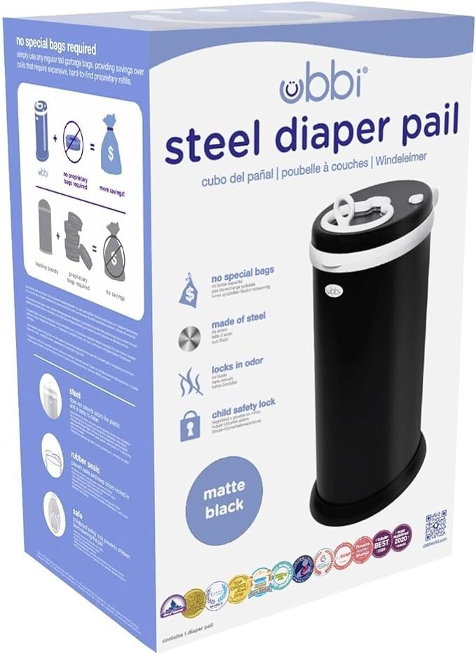 Ubbi Steel Diaper Pail, Odor Locking, No Special Bag Required, Award-Winning, Registry Must-Have, Matte Black - Image 2