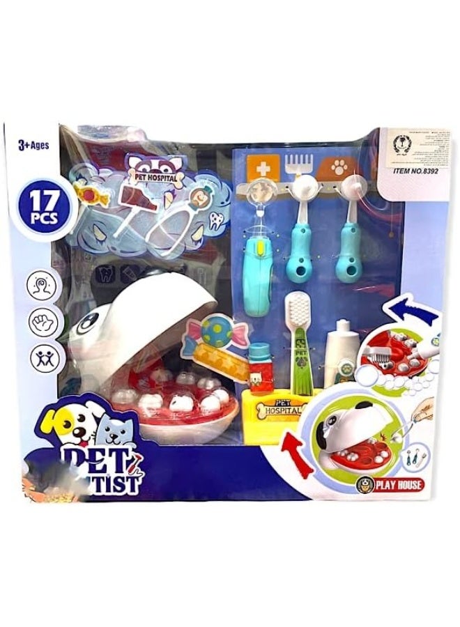 PEEK A BOO PAB010 Pet Dentist Play Set for Kids - 17-Piece Role-Play Toy - Image 1