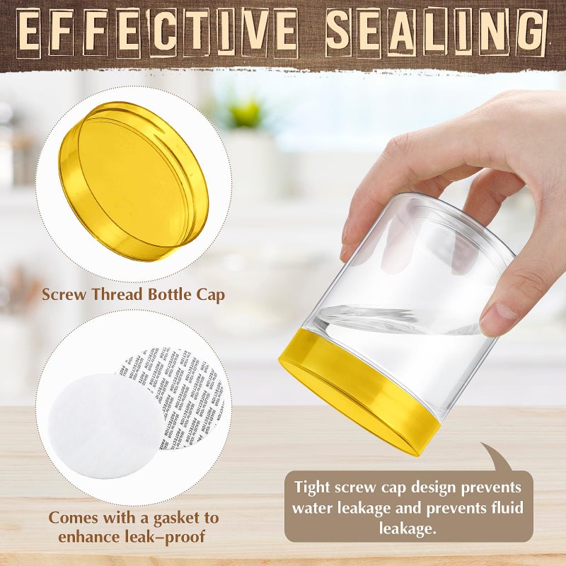 Sliner 60 Pcs 8 oz Plastic Jars with Lids Clear Round Leakproof Storage Containers Empty Refillable Plastic Mason Jars for Travel Storage Face Creams Kitchen Household Food Spice (Gold) - Image 3