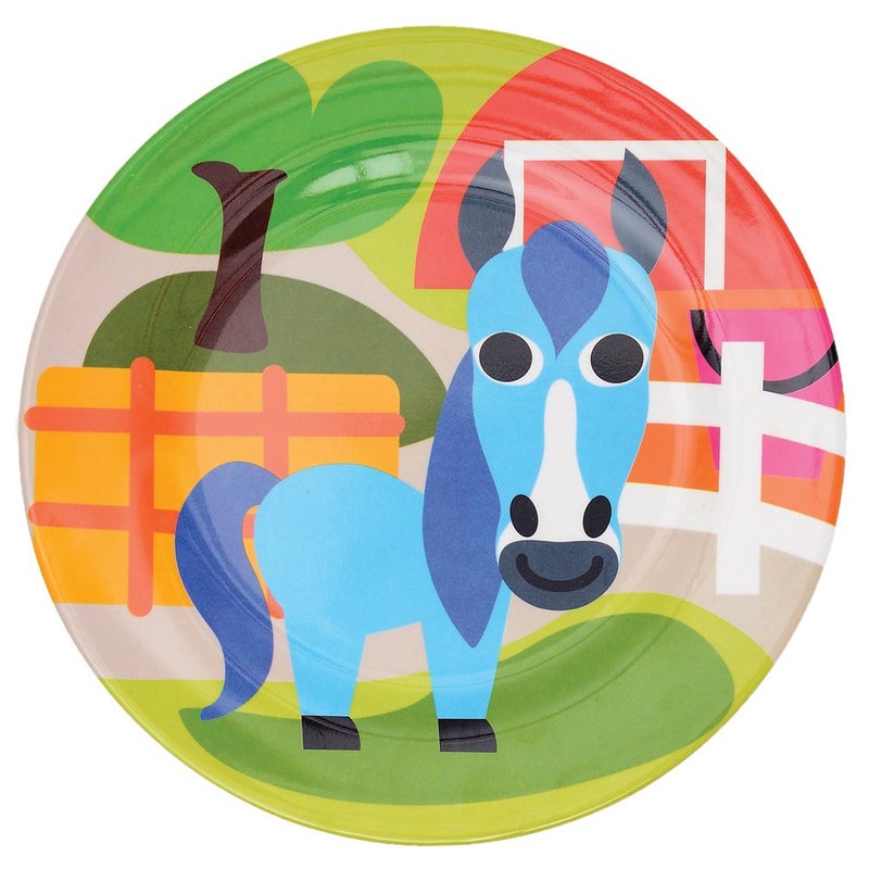 French Bull 4pc Kids Feeding Melamine Tableware Flatware BPA Free Dishwasher Safe, Durable, 4 Count (Pack of 1) Plate Set (Farm) - Image 2