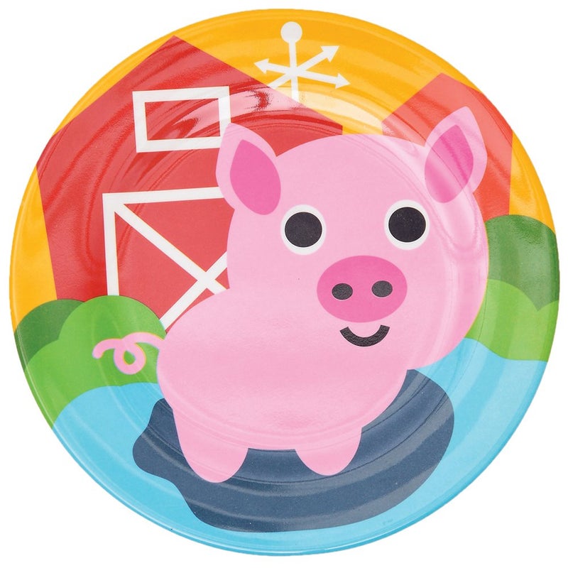 French Bull 4pc Kids Feeding Melamine Tableware Flatware BPA Free Dishwasher Safe, Durable, 4 Count (Pack of 1) Plate Set (Farm) - Image 5