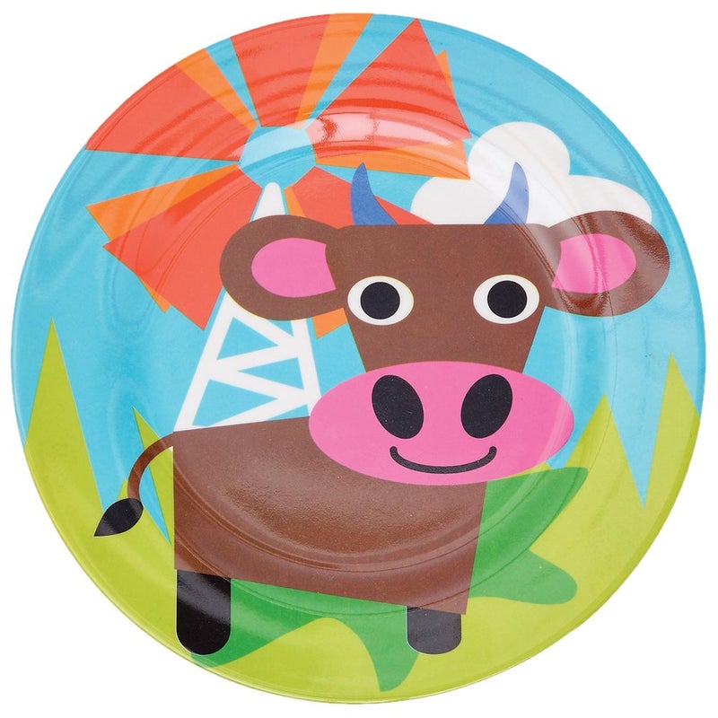 French Bull 4pc Kids Feeding Melamine Tableware Flatware BPA Free Dishwasher Safe, Durable, 4 Count (Pack of 1) Plate Set (Farm) - Image 4