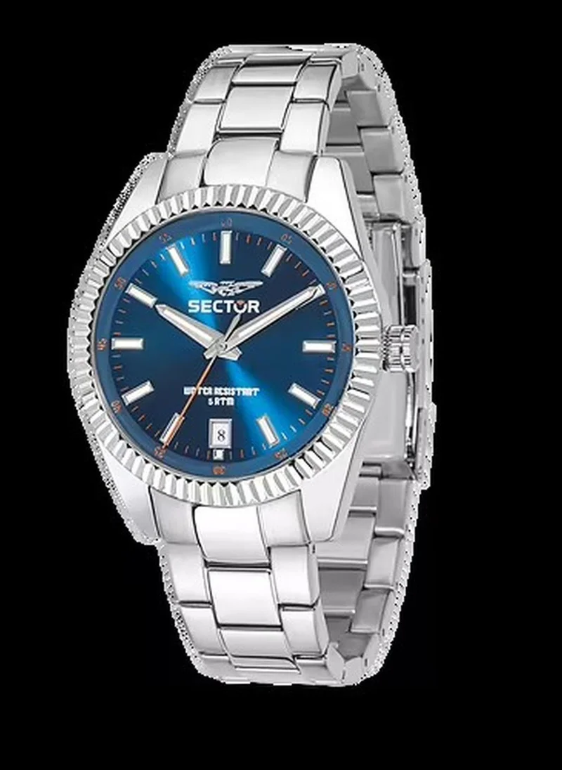 Sector 240 Collection Men's Analog Watch - Blue Dial, 41mm Metal Case, Silver Stainless Steel Bracelet, Quartz, 50M Water Resistant - R3253476002