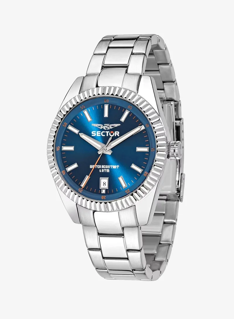 Sector 240 Collection Men's Analog Watch - Blue Dial, 41mm Metal Case, Silver Stainless Steel Bracelet, Quartz, 50M Water Resistant - R3253476002