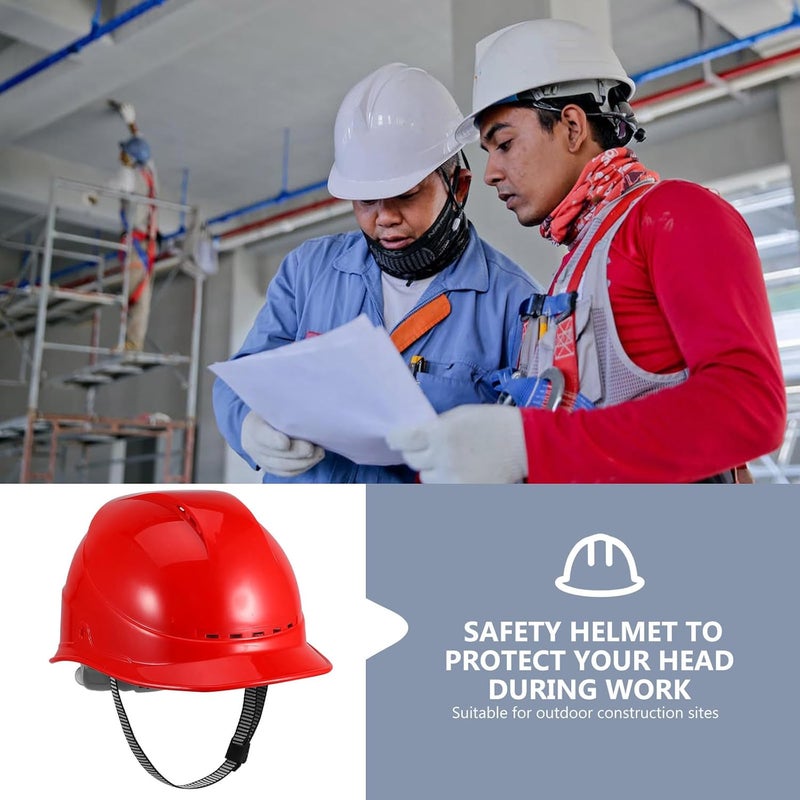 Construction Hard Hat Vented Safety Helmet for Men, Thickened Abs Material, Outdoor Work Protective Cap for Electrical and Building Sites, Red Safety Helmet with Breathable Design - Image 4