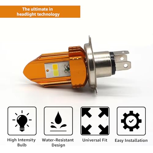 Pivalo H4 LED Power Headlight Bulb Side Super Bright Light Universal For All Bikes Motorcycle Scooty (Set of 1, Yellow & White) - Image 4