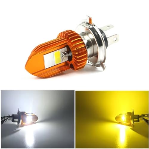 Pivalo H4 LED Power Headlight Bulb Side Super Bright Light Universal For All Bikes Motorcycle Scooty (Set of 1, Yellow & White) - Image 1