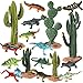EOIVSH Desert Animal Figurines 17pcs Model Trees Cactus Kit with Lizard Figures for Kids Toddlers Reptile Toy Playset for Diorama Project Cake Topper Decorations - Image 4