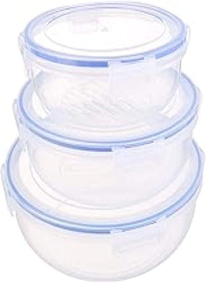 Bager Bager Cook&Lock Round Storage Container Set 3 Pcs (800+1400+2300 Ml) (Std), Transparent 