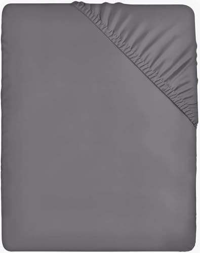 Utopia Bedding Fitted Sheet King Grey  Deep Pocket 14 inch 35 cm  Easy Care  Soft Brushed Microfibre Fabric  Shrinkage and Fade Resistant  Bottom Sheet