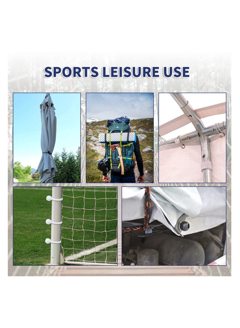 KASTWAVE 50 Pcs Tarpaulin Bungee Balls, 6in Heavy Duty UV Resistant Tarp Bungee Cord with Balls, Elastic Ties Bungee Strap Ties Balls for Tarpaulin, Banner, Camping, Tent, Flag Poles(White) - Image 5