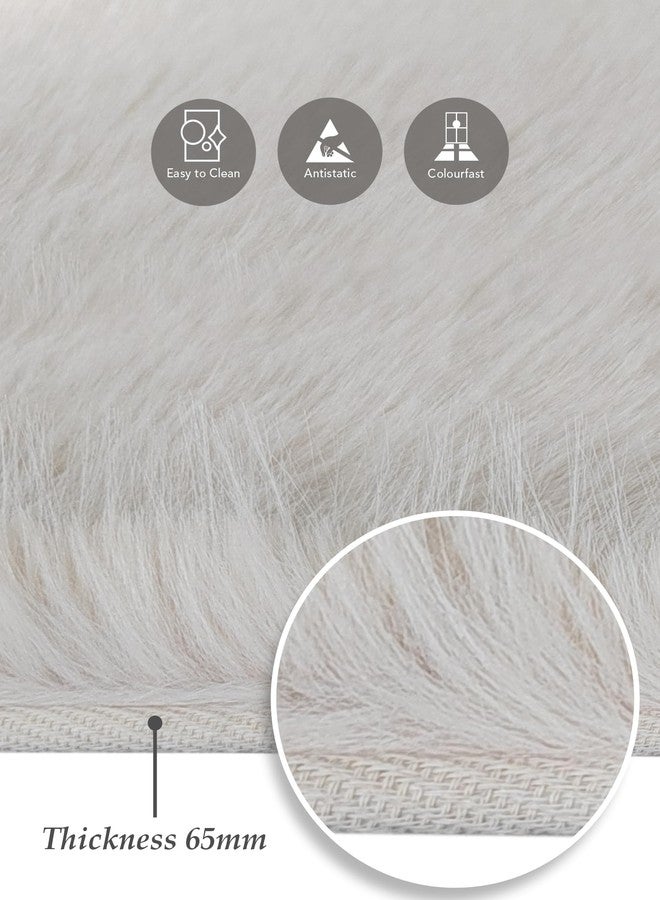 Obsessions Polyester Shaggy Bedside Runner, Cream, 60x150 cm - Image 3