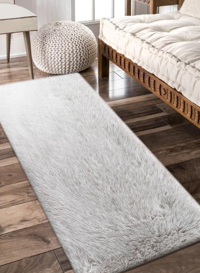 Obsessions Polyester Shaggy Bedside Runner, Cream, 60x150 cm - Image 1