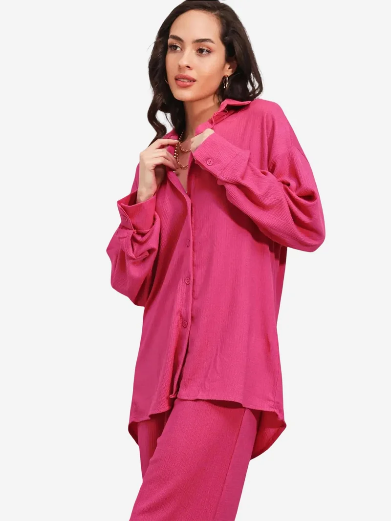 BIG DART BDART Textured Long Sleeve Knit Shirt & Pants Knitted Co-ord Set