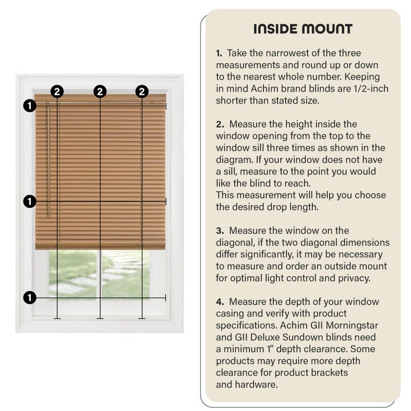 Achim Cordless Light Filtering Mini Blind - 29 Inch Width, 64 Inch Length, 1" Slat Size - Alabaster - Cordless GII Morningstar Horizontal Windows Blinds for Interior by Achim Home Decor - Image 4