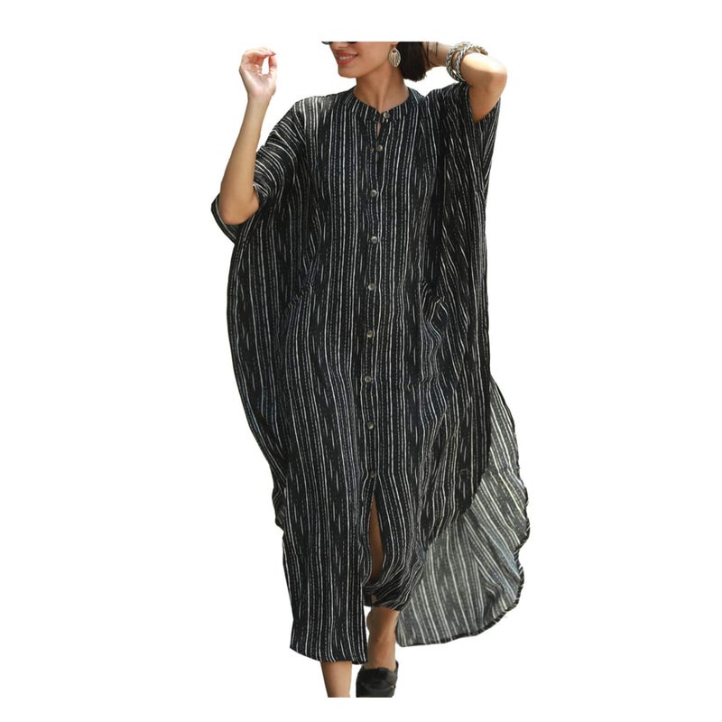 Zikra Women's Summer Stripe Shirt Dress Long Cover Ups Kaftan Dress
