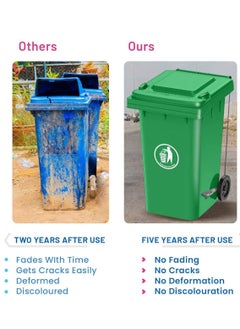 Festive Gallery Heavy Duty Plastic Garbage Bin 120 Litre with Wheel and Pedal -Kitchen and Outdoor Recycle Trash Can, Large Industrial Waste Bin (Green)  - Image 5