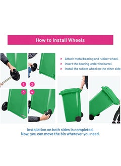 Festive Gallery Heavy Duty Plastic Garbage Bin 120 Litre with Wheel and Pedal -Kitchen and Outdoor Recycle Trash Can, Large Industrial Waste Bin (Green)  - Image 4