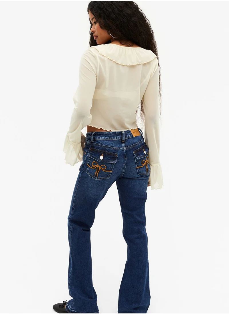 مونكي Lace Tie Detail Top