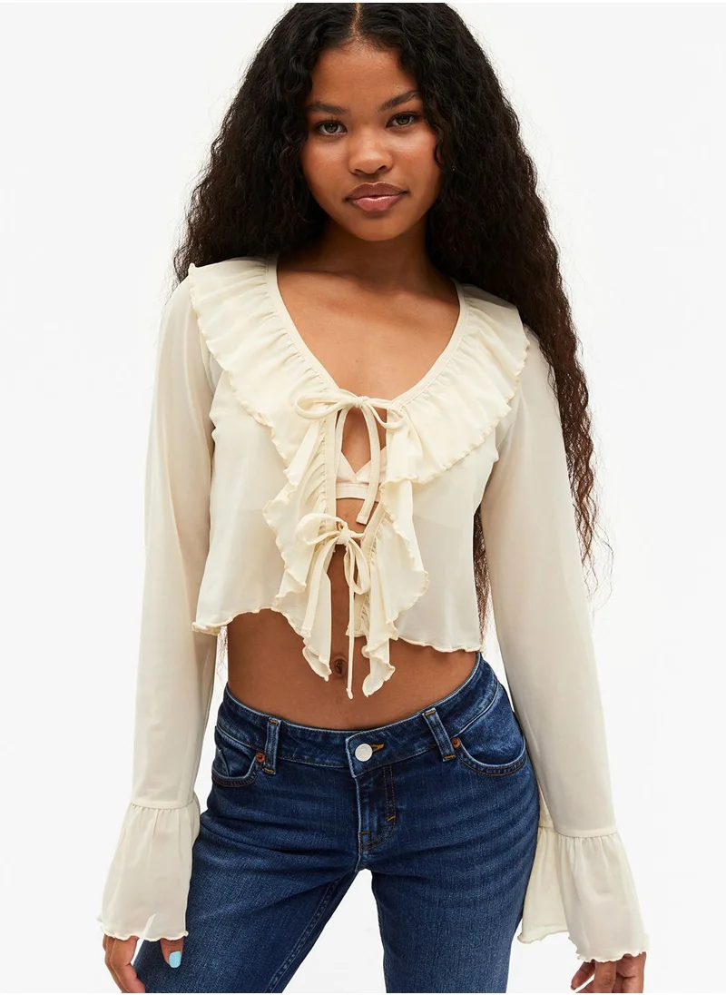 مونكي Lace Tie Detail Top