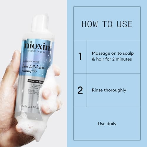 NIOXIN Hair Fall Defense Shampoo | Activates Hair Follicles for Visibly Less Hair Loss | With Niacinamide, Caffeine, Lauric Acid, and Sandalore | 8.1 Fl Oz. - Image 5