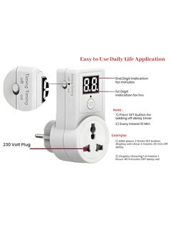 GIANT IMPEX GAINT IMPEX 230 Volt 3 pin Plugin Countdown Off Delay Timer Programmable Timer Switch with Adjustable Countdown Settings for Appliances Heaters Lights Energy Saving and Automation  - Image 4
