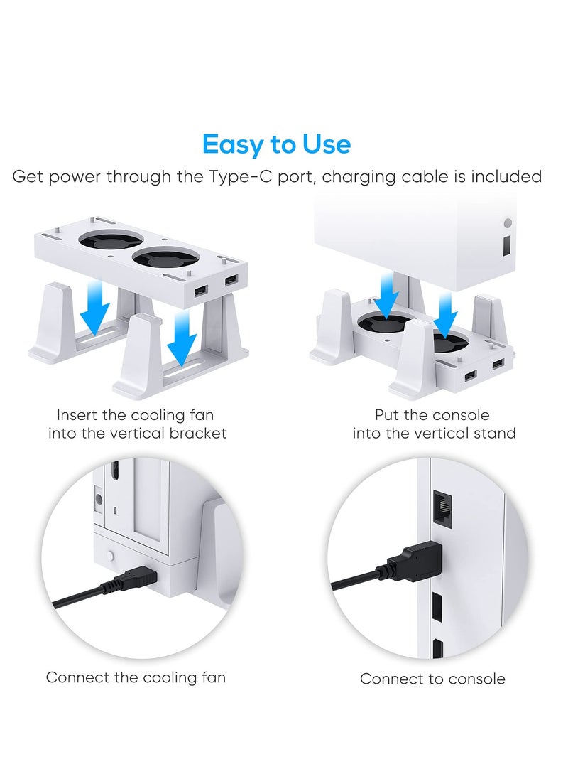 KASTWAVE - Cooling Fan Mount For Xbox Series S Consoles, Dual High-Speed Cooling Fans and Dock Attachment, Two Mounting Options For Fans, Three Adjustable Speeds and Two Additional USB Ports - Image 1