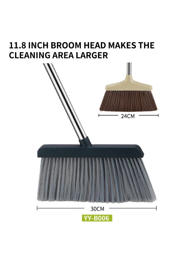 PAACHU Broom and Dustpan Set, Cleaning Supplies Broom and Dustpan Set for Home, 130cm Long Stainless Steel Handle Brooms with Upright Dustpan Combo Set for Home Office Kitchen Lobby Floor Cleaning - Image 1