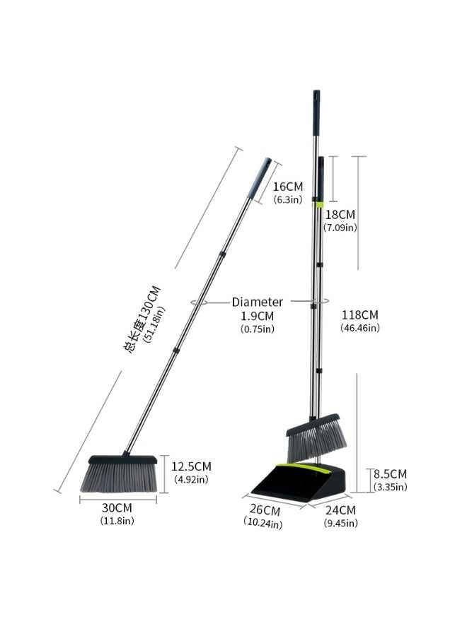 PAACHU Broom and Dustpan Set, Cleaning Supplies Broom and Dustpan Set for Home, 130cm Long Stainless Steel Handle Brooms with Upright Dustpan Combo Set for Home Office Kitchen Lobby Floor Cleaning - Image 3