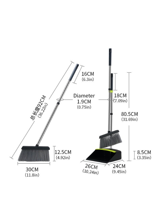 PAACHU Broom and Dustpan Set, Cleaning Supplies Broom and Dustpan Set for Home, 130cm Long Stainless Steel Handle Brooms with Upright Dustpan Combo Set for Home Office Kitchen Lobby Floor Cleaning - Image 2