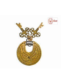 natham Natham Shankh Circular Brass Functonal Antique Handcrafted LockPadlock 4 x 8 x 4 Cm Weight 250 Gram for Security with 2 Keys  - Image 5