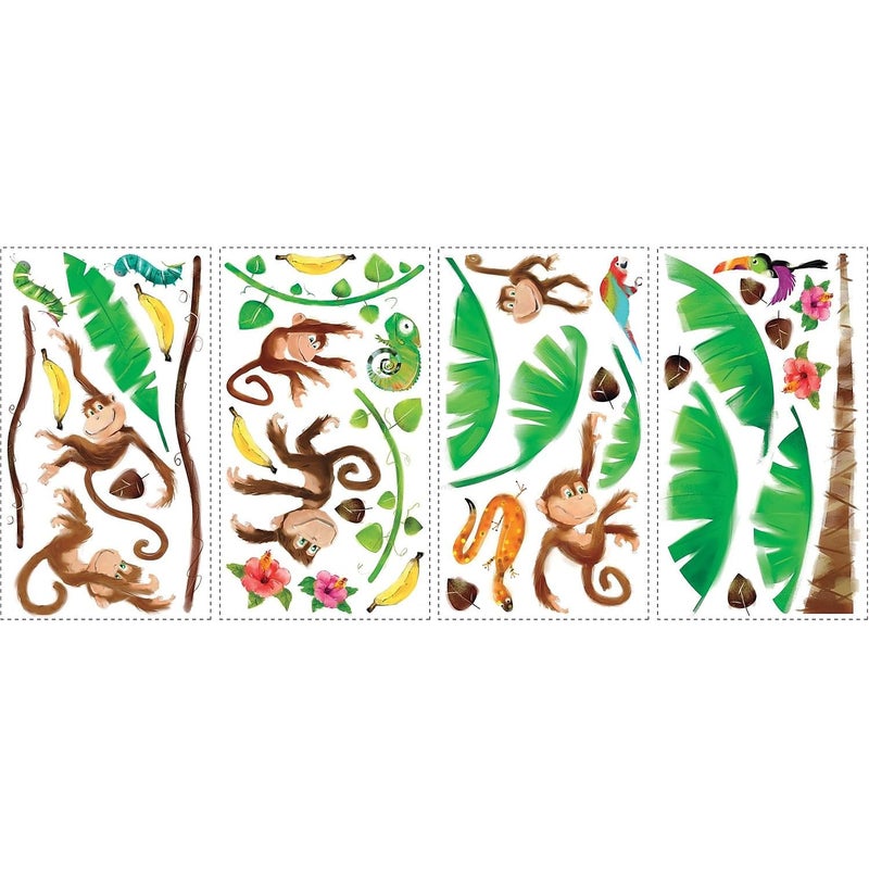 RoomMates RMK1676SCS Monkey Business Peel and Stick Wall Decals Brown