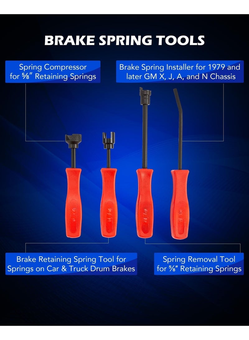 8pc Drum Brake Tool Kit, Drum Brake Tool with Drum Brake Spring Tool, Brake Spring Compressor, Brake Spring Pliers, Drum Brake Adjusting Tool, Brake Spoon Set, Brake Drum Tool Kit  - Image 4