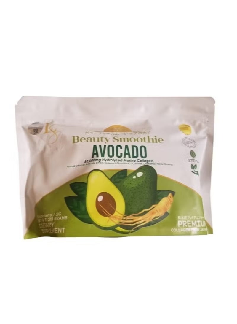Luxe Slim Avocado Beauty Smoothie Collagen Drink 10 Sachets - Image 1
