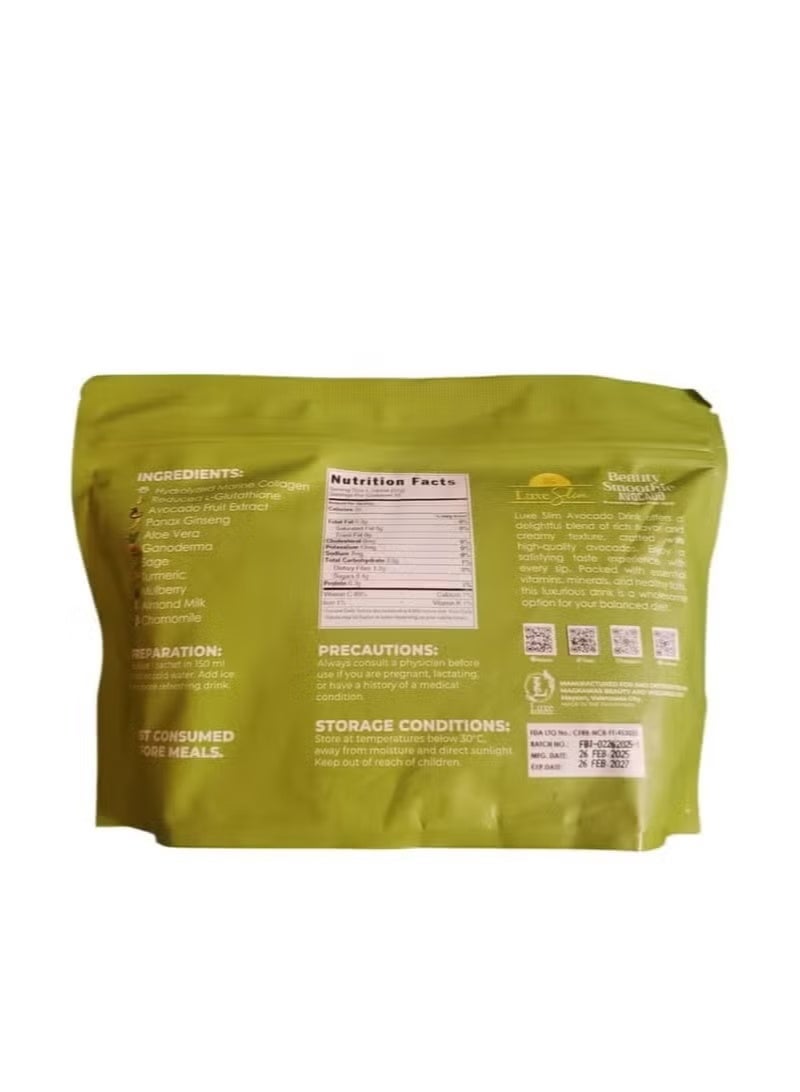 Luxe Slim Avocado Beauty Smoothie Collagen Drink 10 Sachets - Image 2