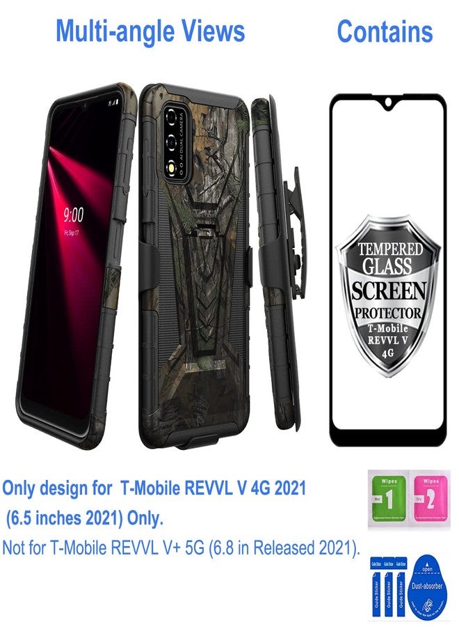 Ailiber جراب هاتف Ailiber لهاتف T-Mobile Revvl V 4G، جراب Revvl V 4G 2021 مع واقي شاشة، جراب بمشبك حزام دوار مع مسند، غطاء متين مقاوم للصدمات لكامل الجسم لهاتف T-Mobile Revvl V-Camo - Image 2