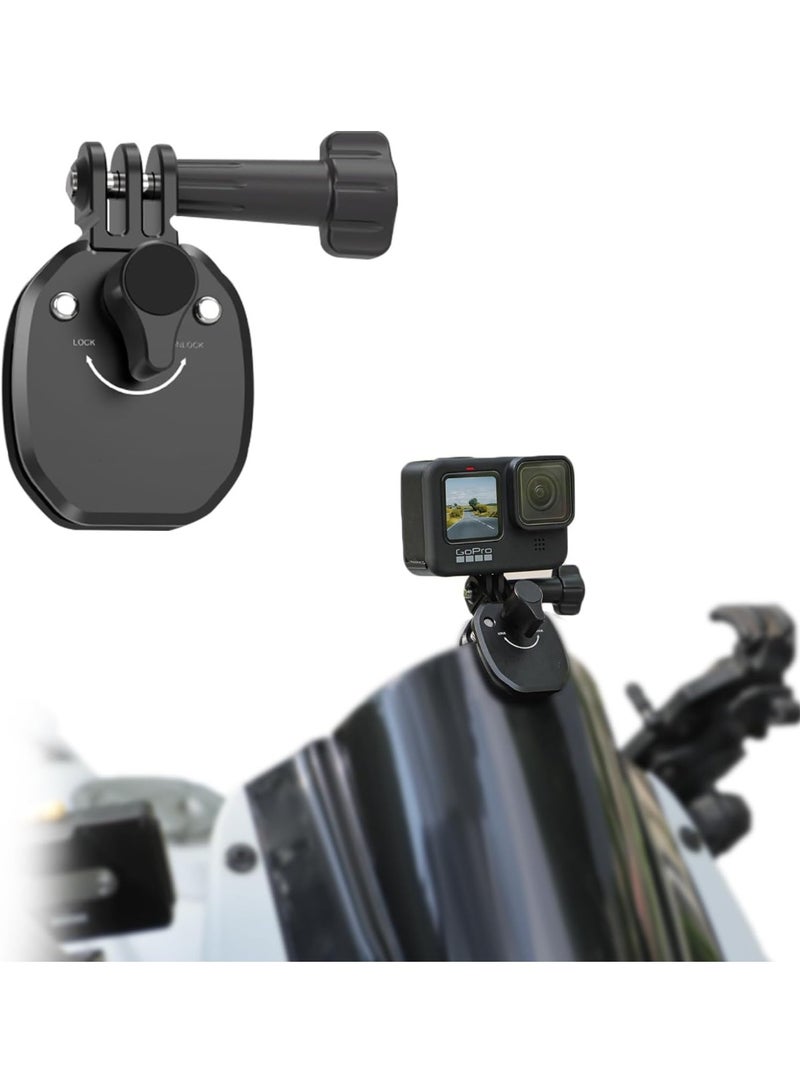 Camera Motorcycle Mount Windshield Clamp Aluminum Alloy for GoPro 13 12 11 10 9 /for Insta360 X5 X4 X3 Go3 Ace Pro/for DJI Osmo Action 5 Pro/Action 4 3 Osmo Pocket 3 Cameras Clip - Image 1