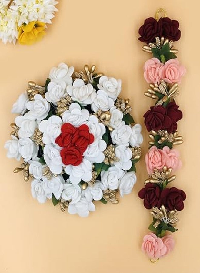 Arooman™ Full Juda Bun Hair Flower Gajra and Multi Color gajra Combo for Wedding and Party - Image 3