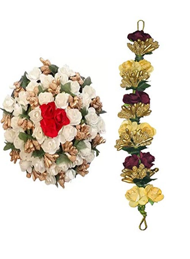 Arooman™ Full Juda Bun Hair Flower Gajra and Multi Color gajra Combo for Wedding and Party - Image 2