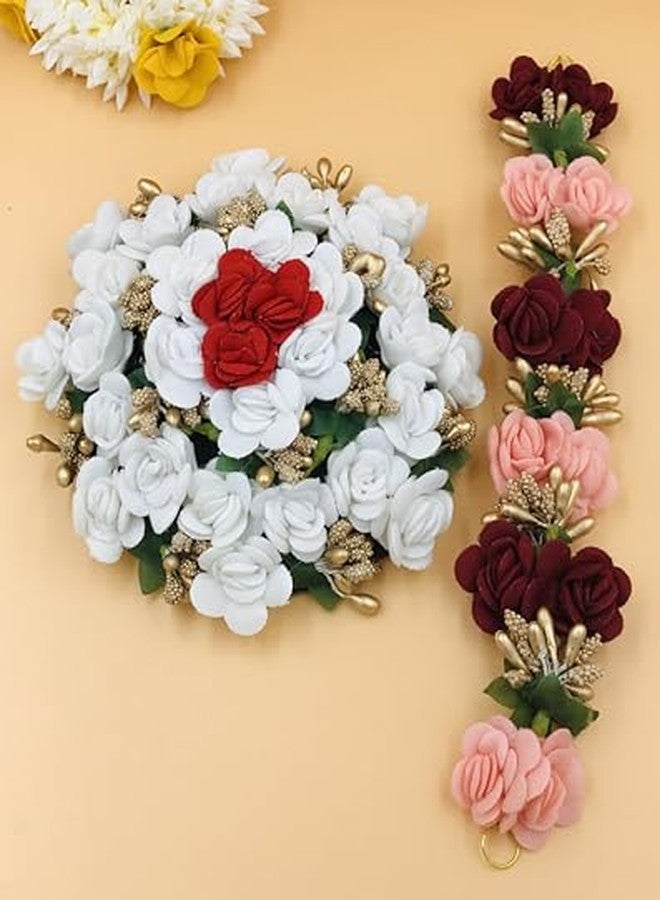 Arooman™ Full Juda Bun Hair Flower Gajra and Multi Color gajra Combo for Wedding and Party - Image 4
