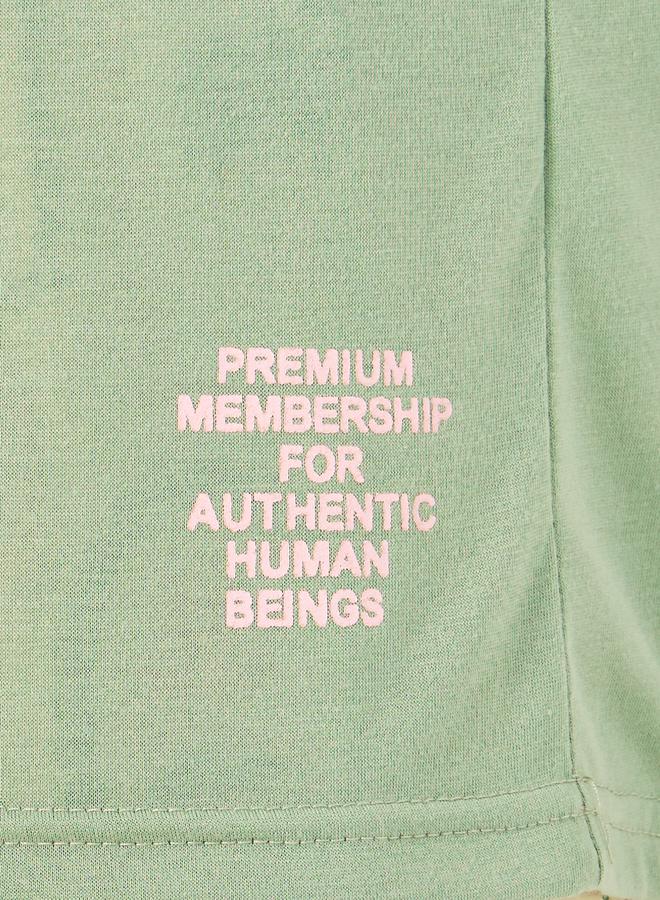 Styli Double Script Slogan Dropped Shoulder T-Shirt and Graphic Pyjama Set  - Image 4