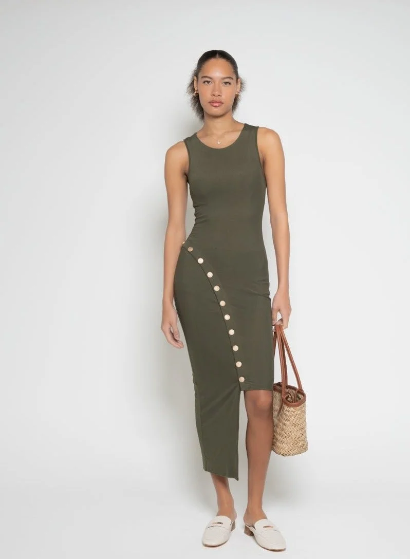 FM Buttoned Maxi Sleeveless Dress