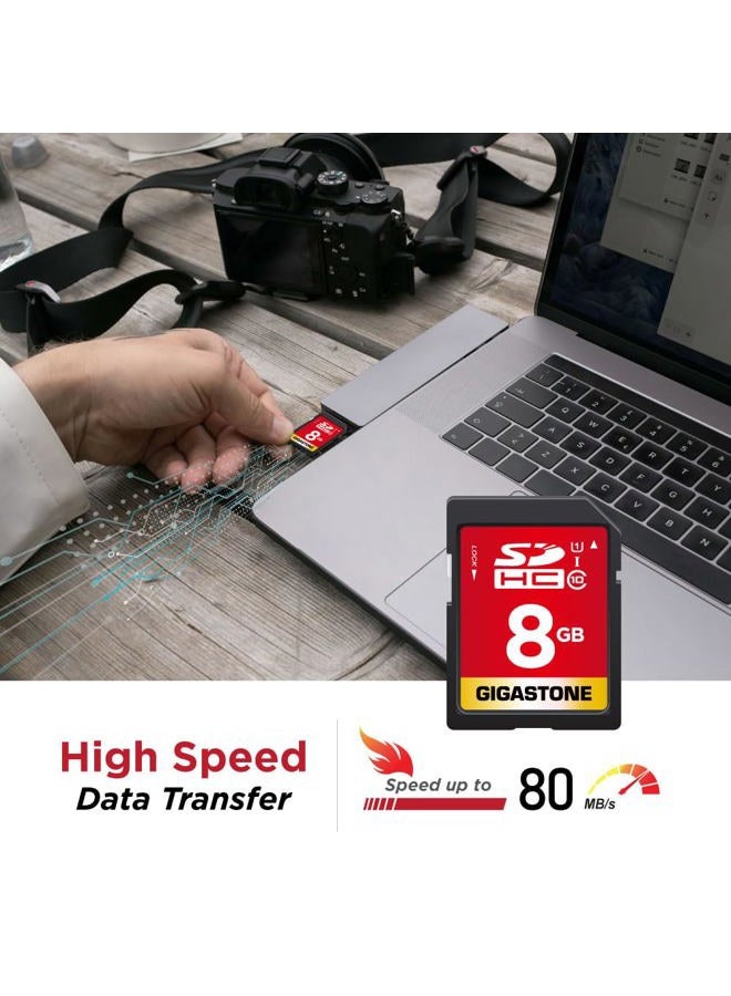 Gigastone GIGASTONE 8GB 10-Pack SD Card UHS-I U1 Class 10 SDHC Memory Card Full HD Video Canon Nikon Sony Pentax Kodak Olympus Panasonic Digital Camera, with 10 Mini Cases  - Image 3