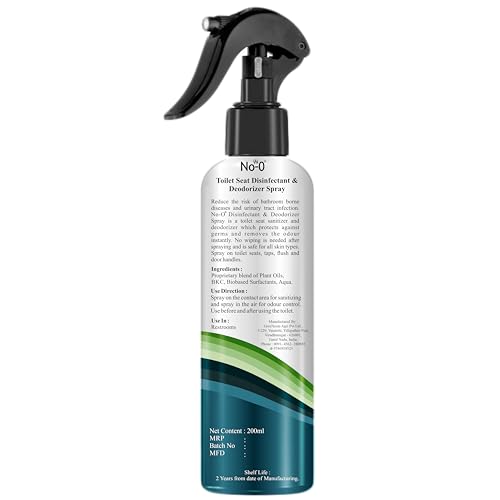 No-O Toilet Seat Sanitizer Spray 200 ml- Mint | Reduces The Risk Of UTI & Other Infections | Kills 99.9% Germs & Travel Friendly | Anti Odour, Deodorizer - Image 2
