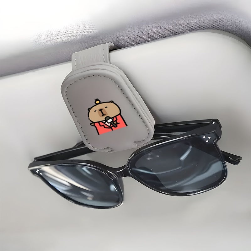 1 Car Black Fox Eye Shaped Sunglasses Clip Magnetic Design Sun Visor Holder Universal Car Truck Interior Accessory Decorative Fun Ornament For Eyeglasses 4 Inch - Image 3